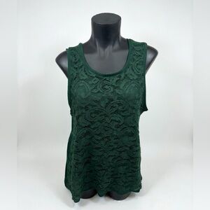 Joe Fresh Dark Green Lace Tank